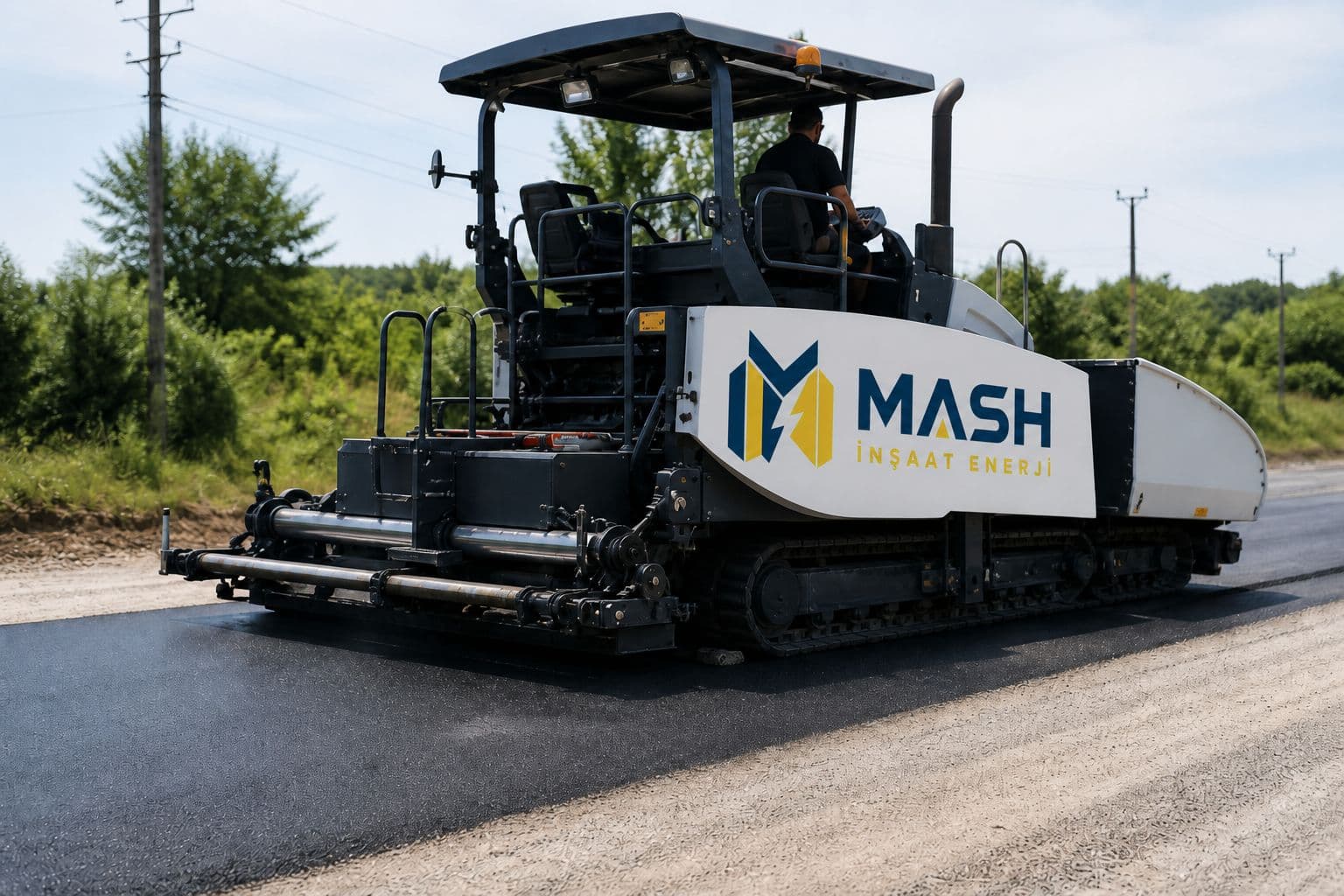 MASH İnşaat Enerji logolu asfalt paleti