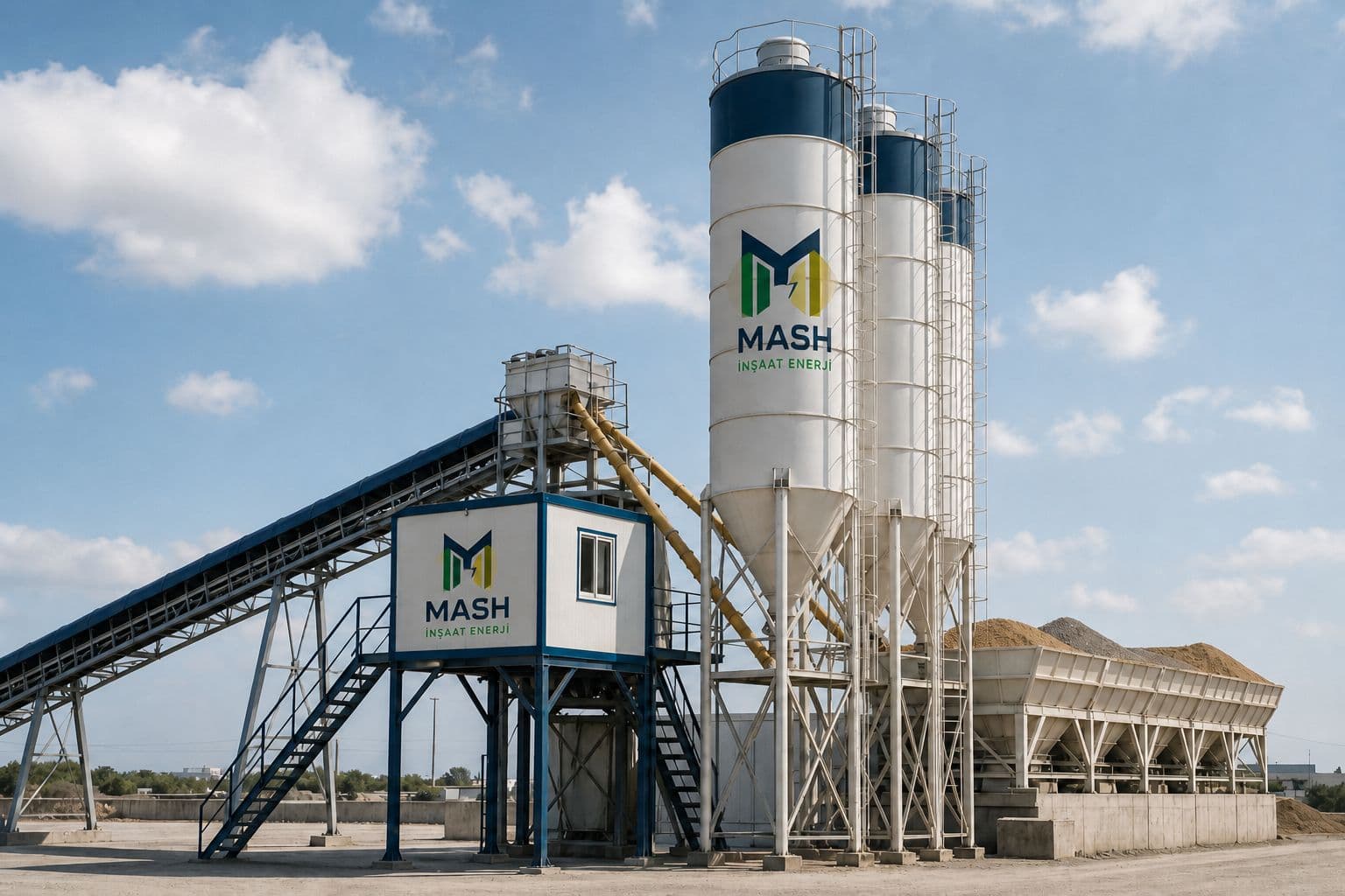 MASH İnşaat Enerji logolu beton santrali