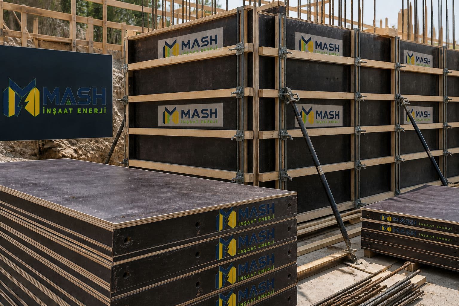 MASH İnşaat Enerji markalı playwood betonarme kalıbı